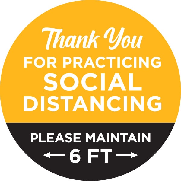 Identity Group Thank You For Social Distancing, Yellow, 15" 8459Y